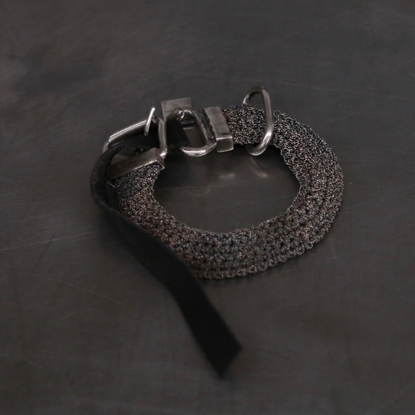 GOTI Horse Leather Crochet Chain Bracelet 925 Silver Italy GT-BR520-0